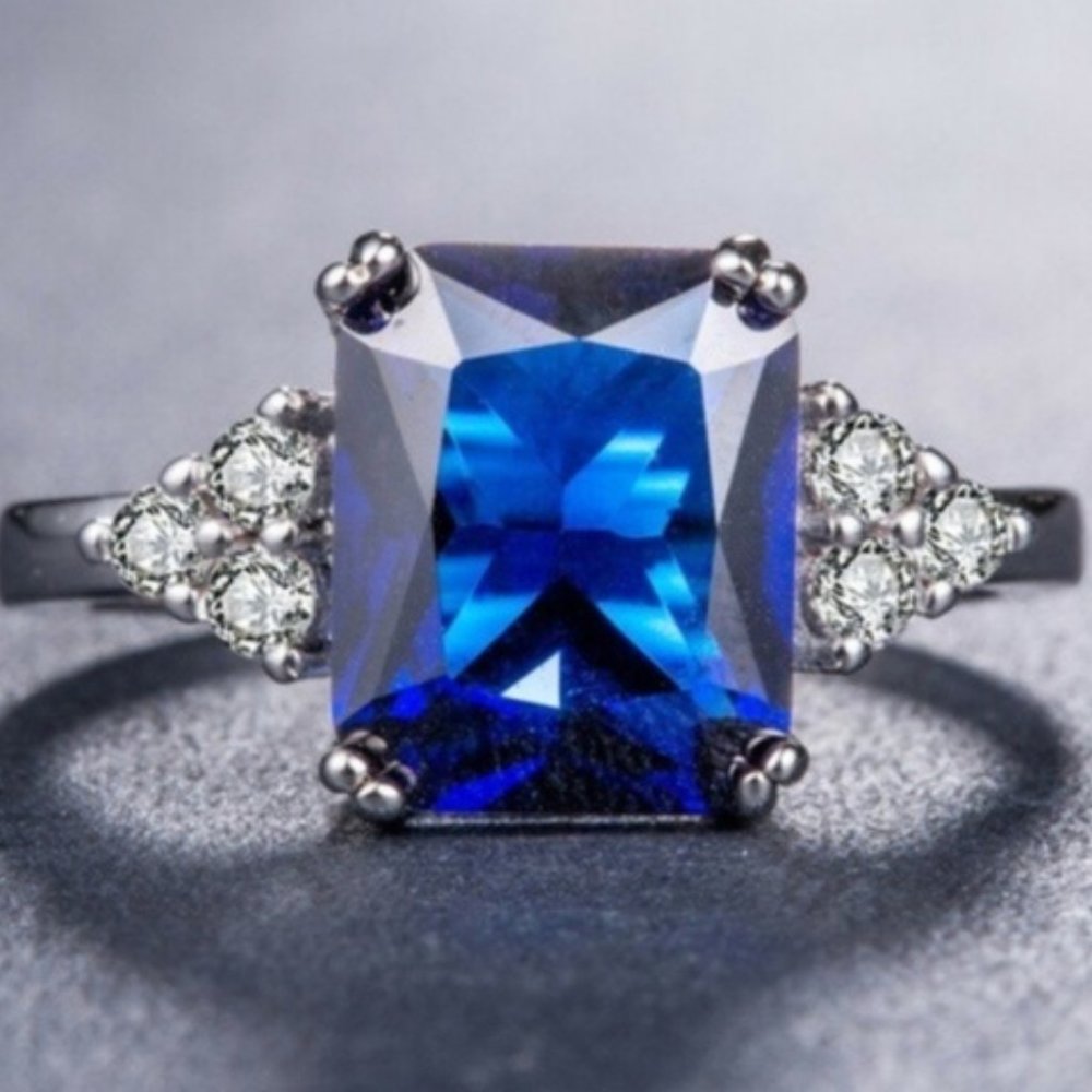 925 Sterling Silver Blue Sapphire Ring